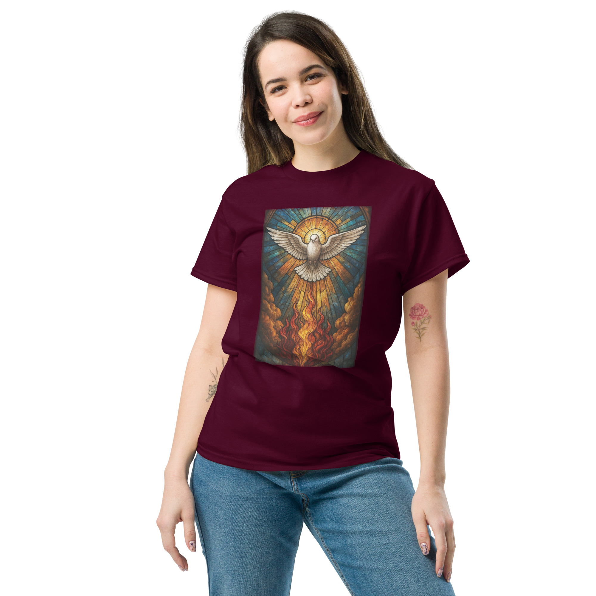 Camiseta Unisex Espíritu Santo en Vidriera - Imagen 3