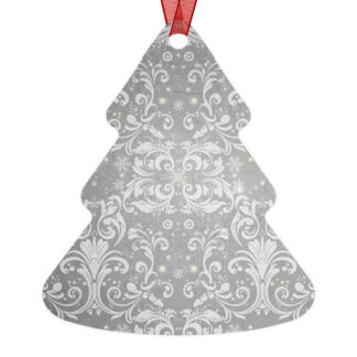 Adorno Navideño Arbol Estampado Plateado