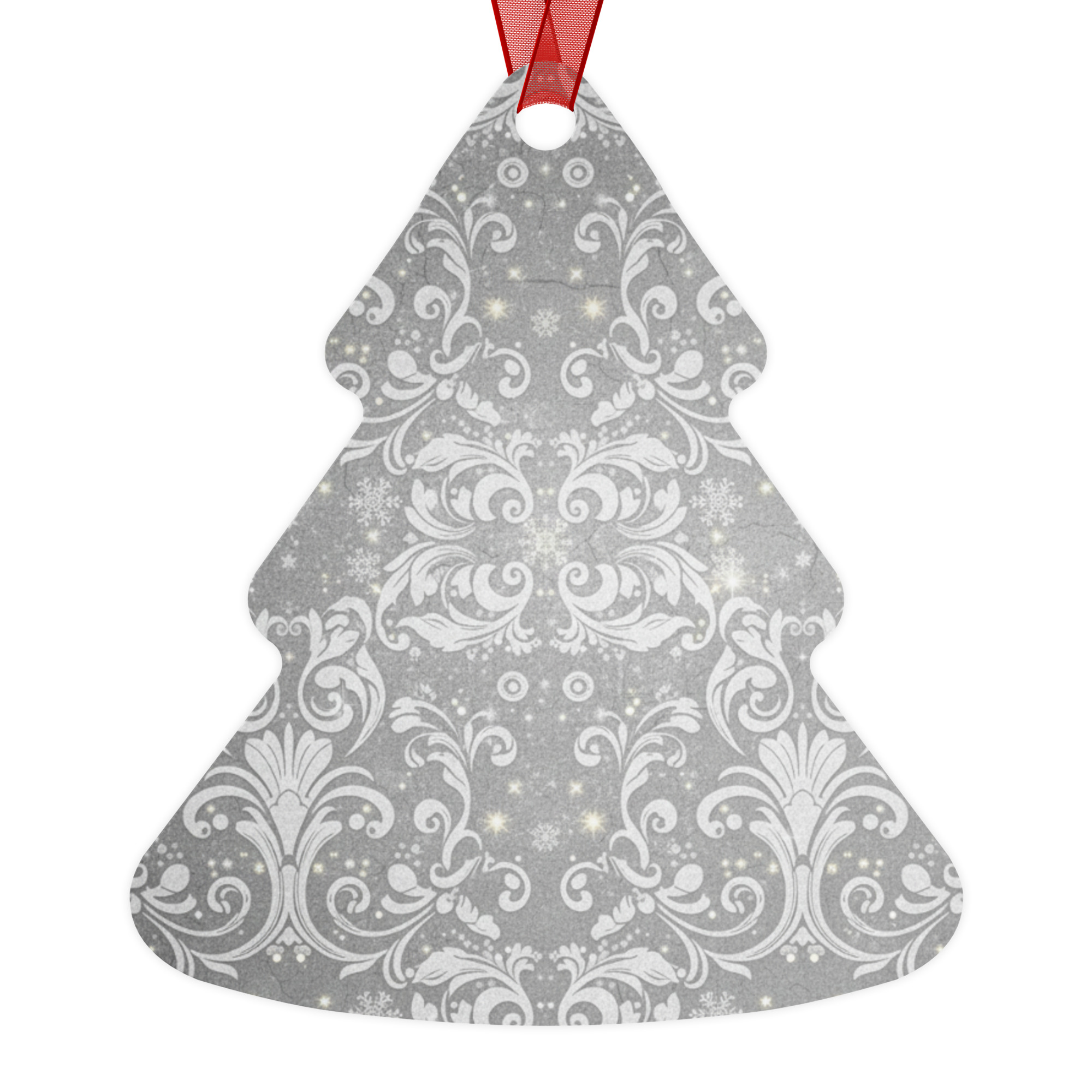 Adorno Navideño Arbol Estampado Plateado