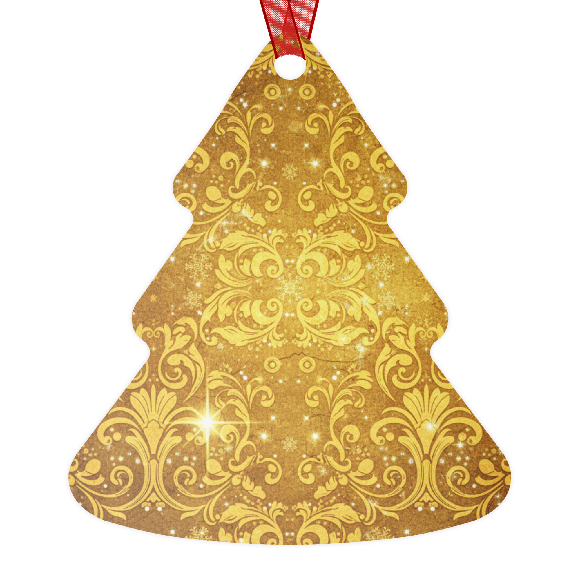 Adorno Navideño Arbol Estampado Dorado - Imagen 2