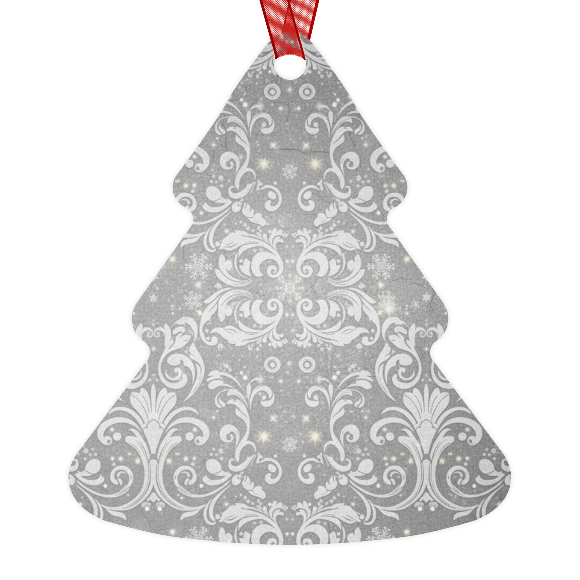 Adorno Navideño Arbol Estampado Plateado - Imagen 2