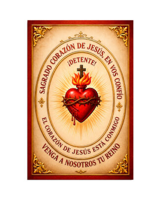stampa religiosa Detente del Sagrado Corazón de Jesús con oración del Papa Pío IX - La Caja Cofrade