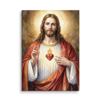 Lienzo del Sagrado Corazón de Jesús con representación religiosa